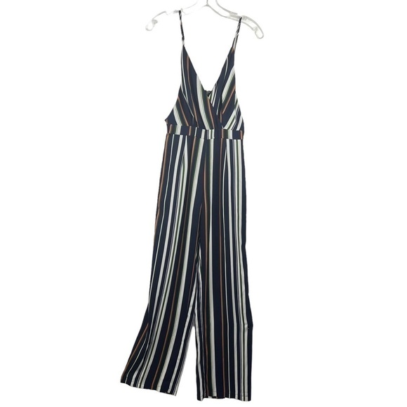 New-shop17 Vertical Striped Tie Back, Wide Leg, Strappy Jump Suit SM - Picture 1 of 13